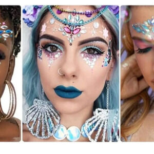 Set of 3 Face Gem Stickers Festival Makeup Mermaid Fairy Carnival New You Pick 3